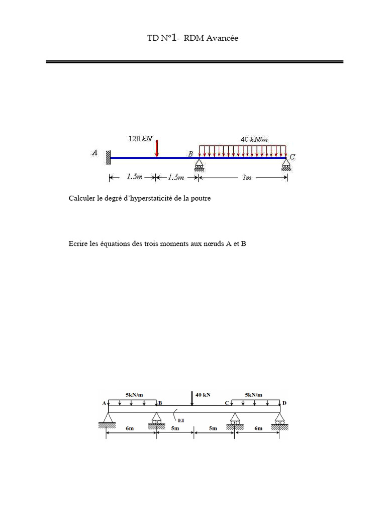 Exercices de RDM Avancée - Poutres | PDF