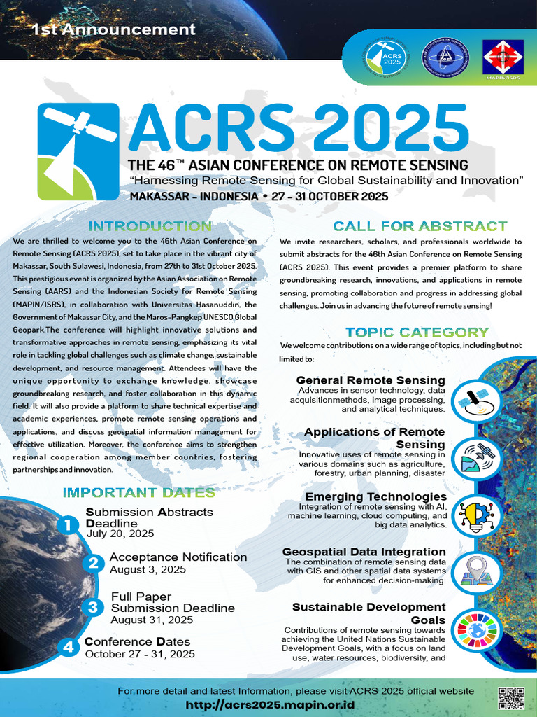 ACRS 2025: Remote Sensing for Sustainability | PDF | Geographic ...