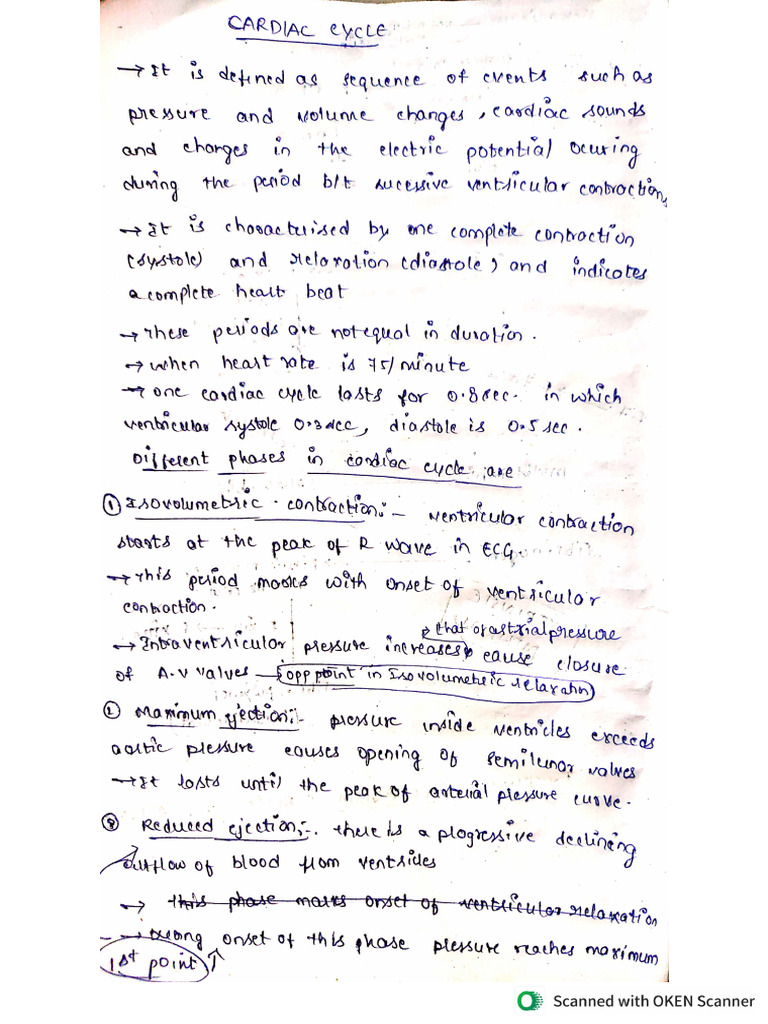 Cardiac Cycle Notes | PDF