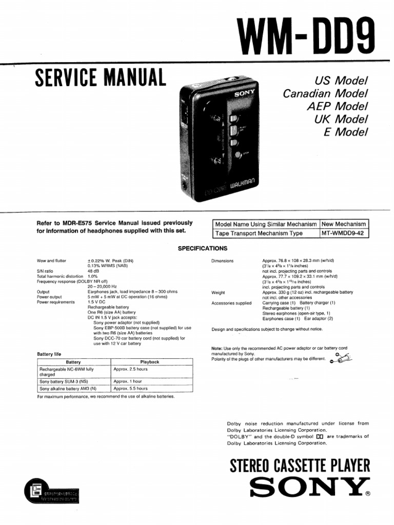 Sony wm-dd9 | PDF