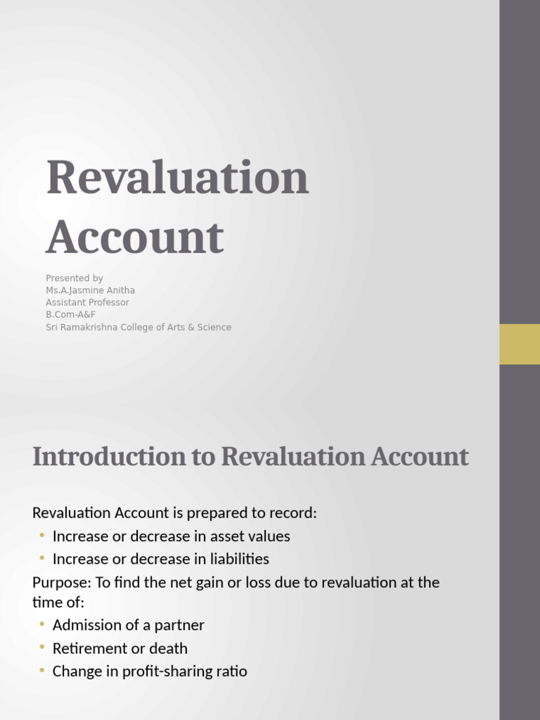 Revaluation Account Overview and Format | PDF