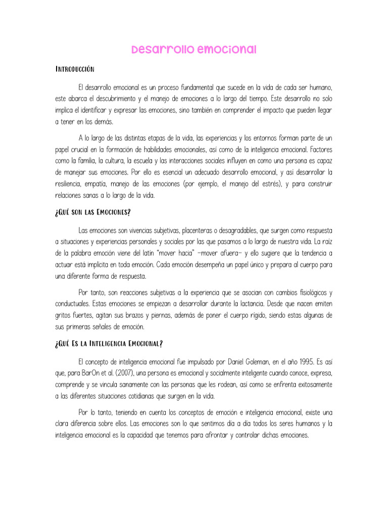 Desarrollo Emocional y su Importancia | PDF | Las emociones ...