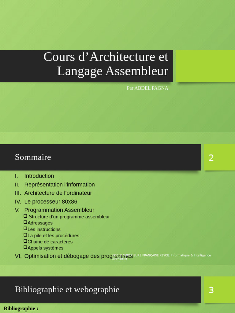 Cours sur l'Architecture et l'Assembleur | PDF | Langage de ...