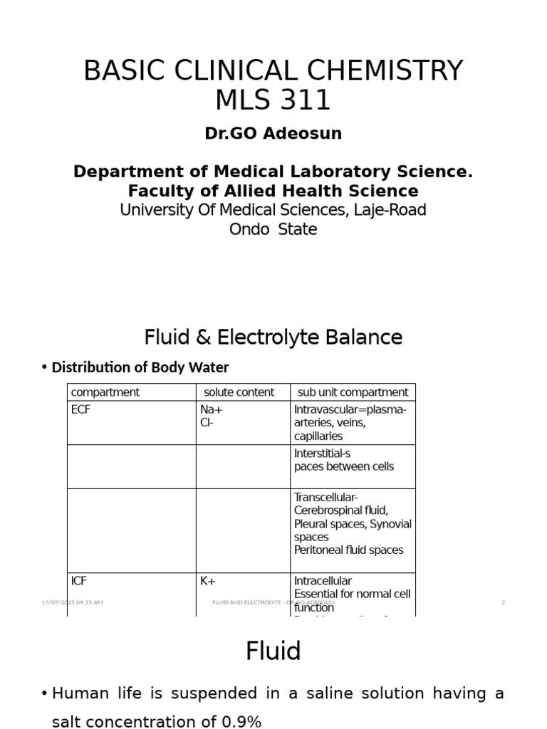 Fluid and Electrolyte Balance Overview | PDF | Electrolyte | Kidney