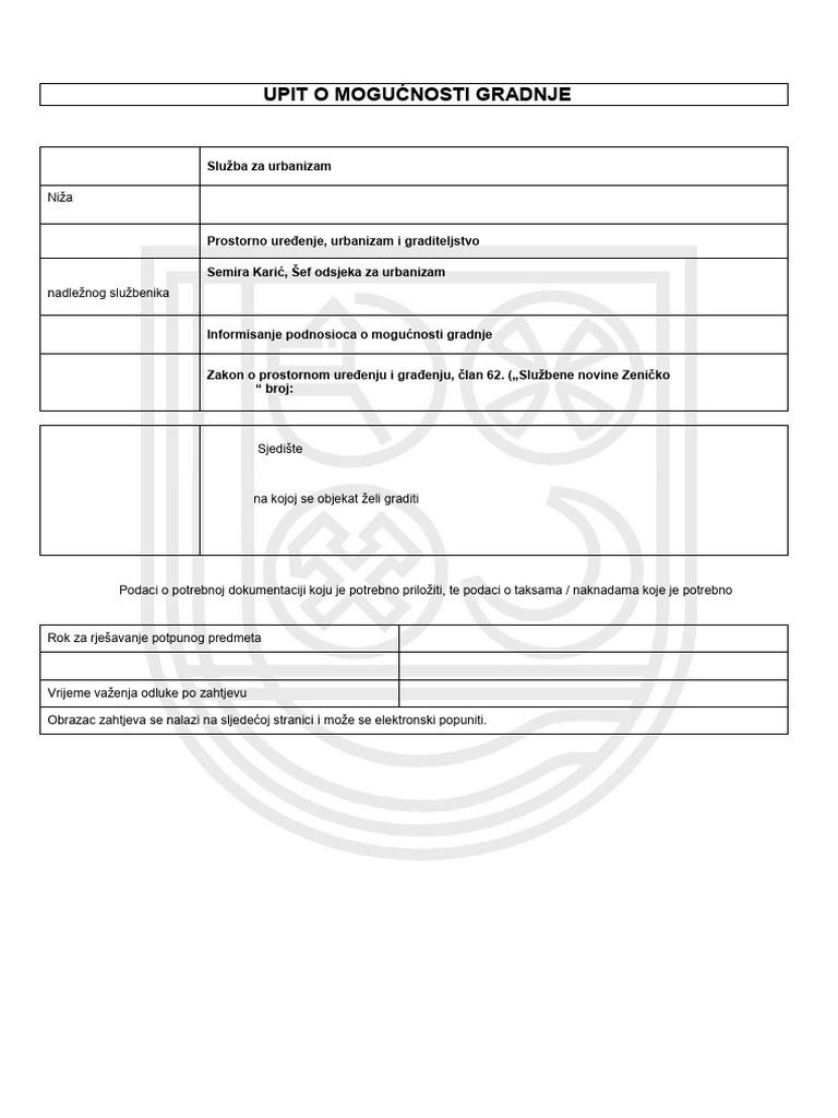 Upit o Mogucnosti Gradnje | PDF