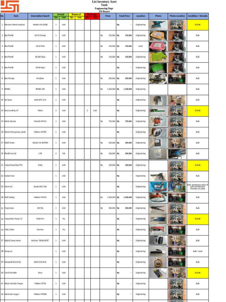 Engineering Inventory Asset List | PDF | Industrial Processes ...