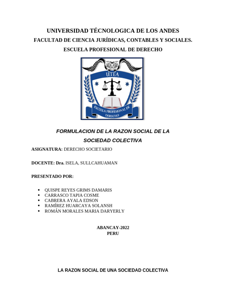 Razón Social de Sociedades Colectivas | PDF