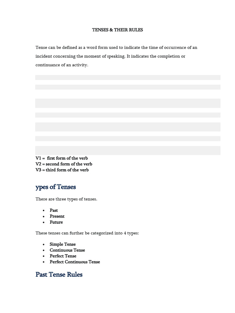 Tenses Rules and Examples Guide | PDF | Grammatical Tense | Perfect ...