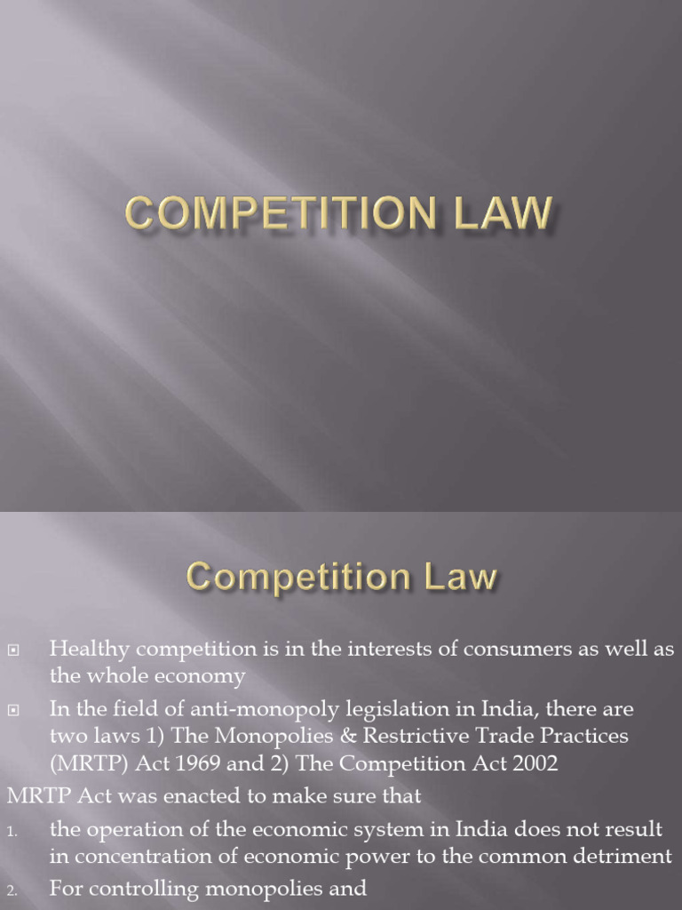 Competition Law - Compressed | PDF | Mergers And Acquisitions | Monopoly