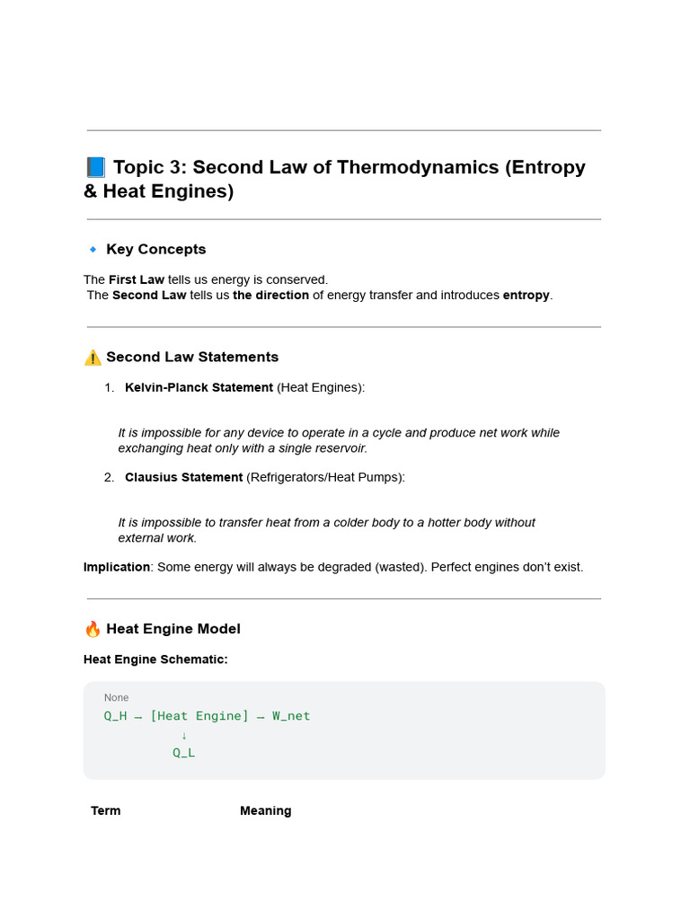 Second Law of Thermodynamics Explained | PDF | Heat | Second Law Of ...