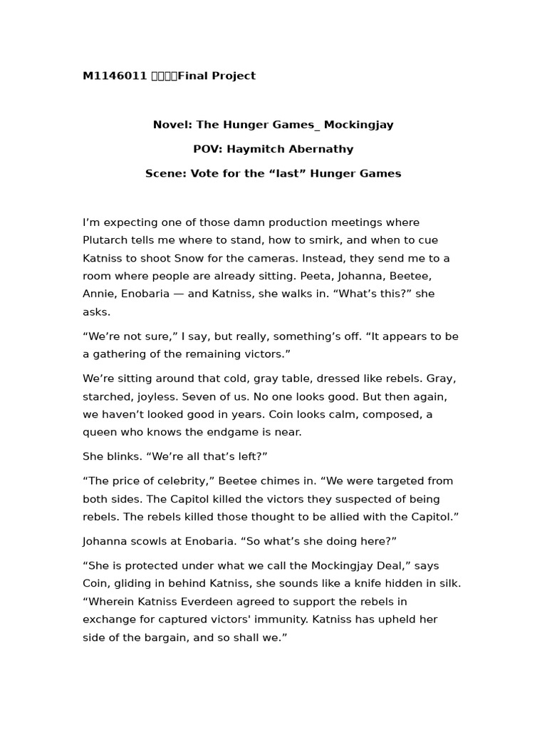 Final Vote for the Last Hunger Games | PDF | The Hunger Games