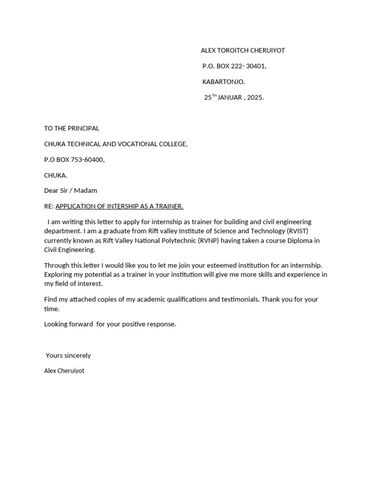 Alex Application Letter | PDF