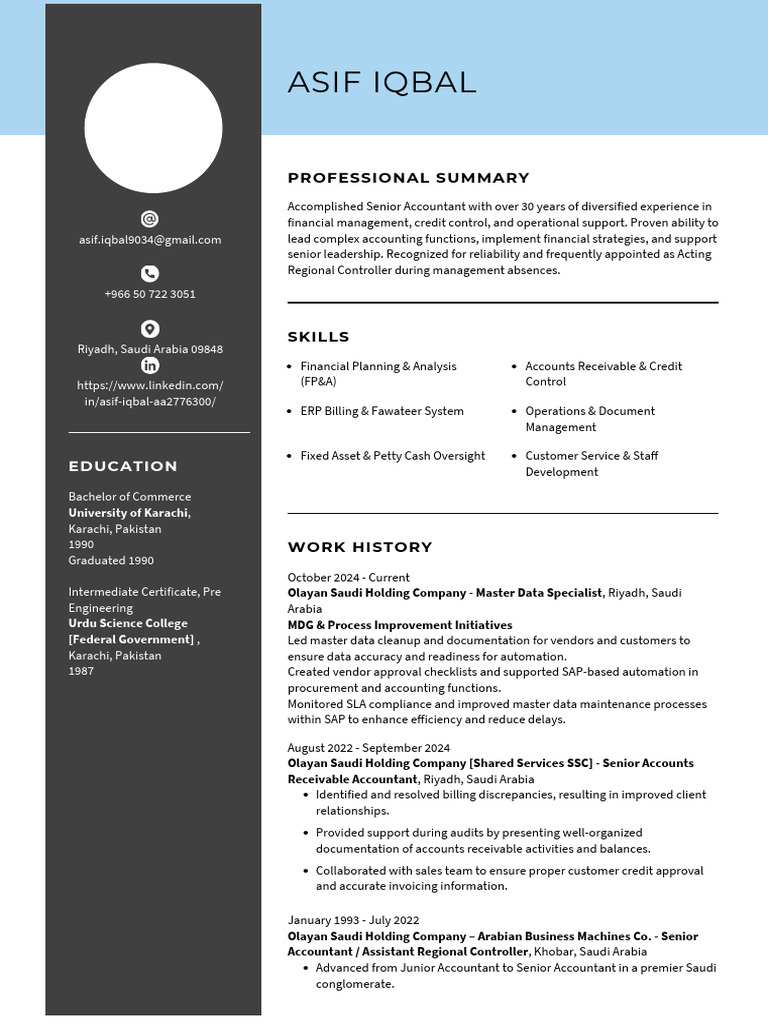 Asif Iqbal: Professional Summary | PDF | Saudi Arabia | Business