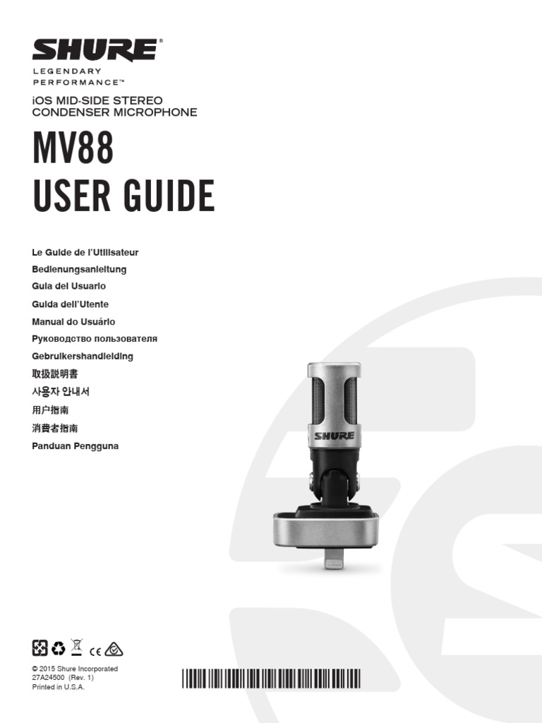 Shure MV88 User Guide | PDF | Microphone | Equalization (Audio)
