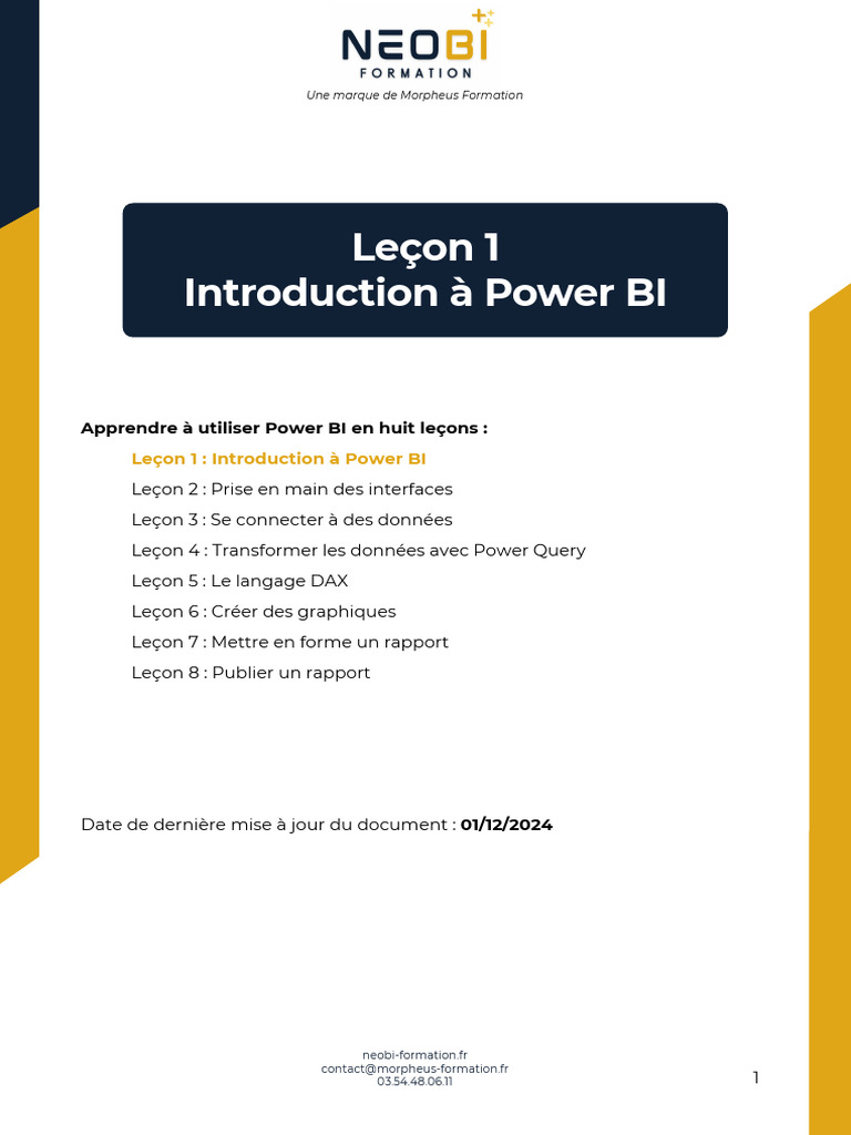 Formation Power BI : Apprenez en 8 leçons | PDF | Microsoft | Informatique