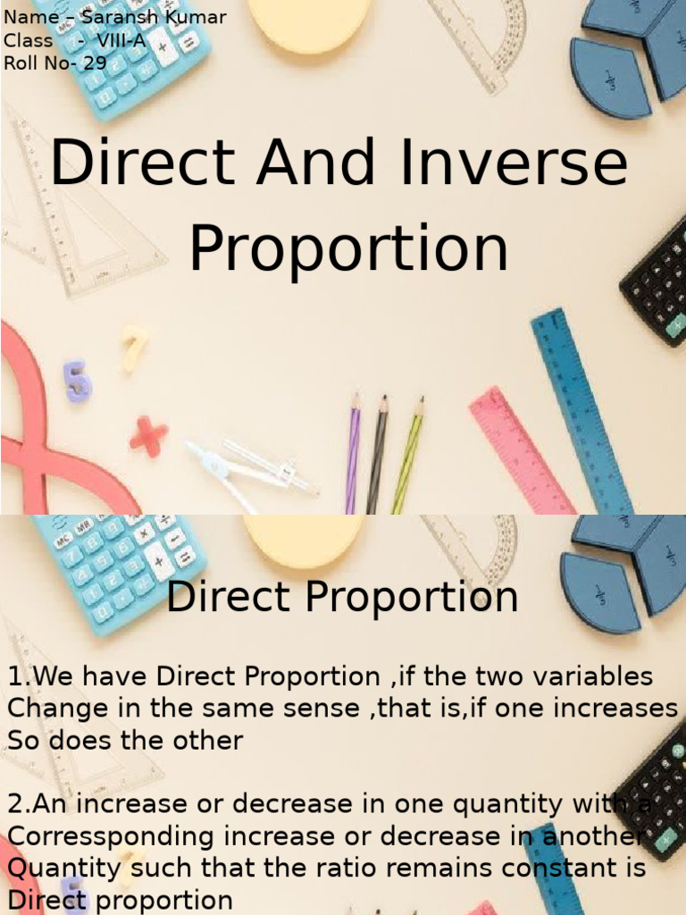 Proportions: Direct and Inverse Explained | PDF