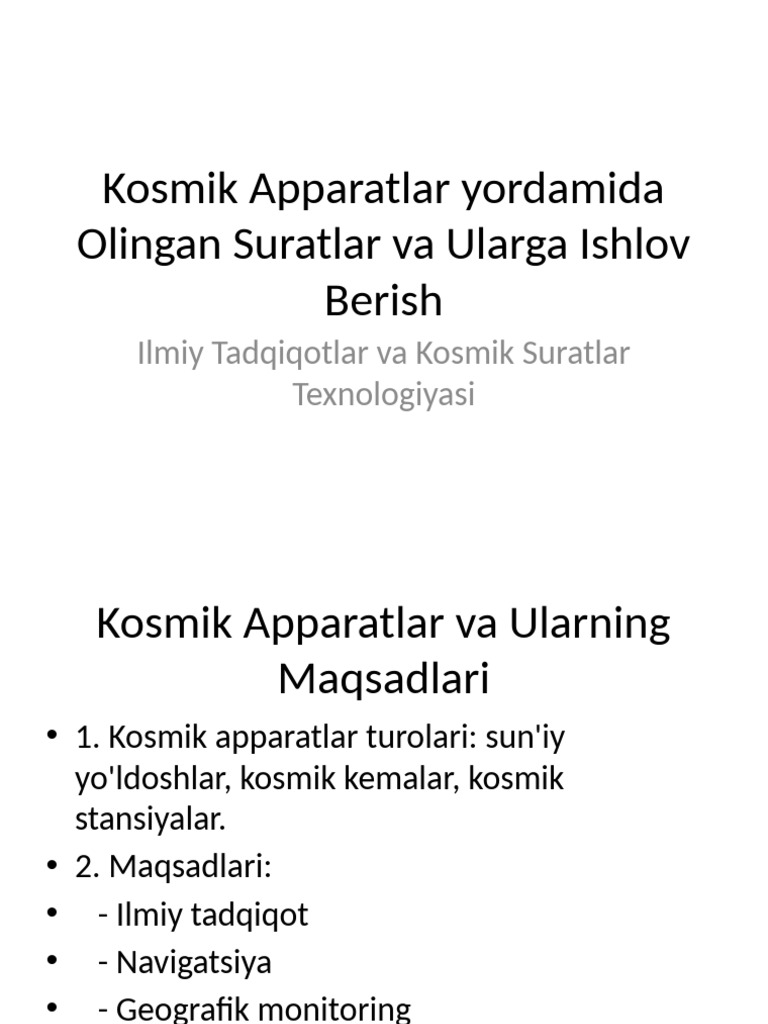 Kosmik Suratlar Va Ishlov Berish | PDF