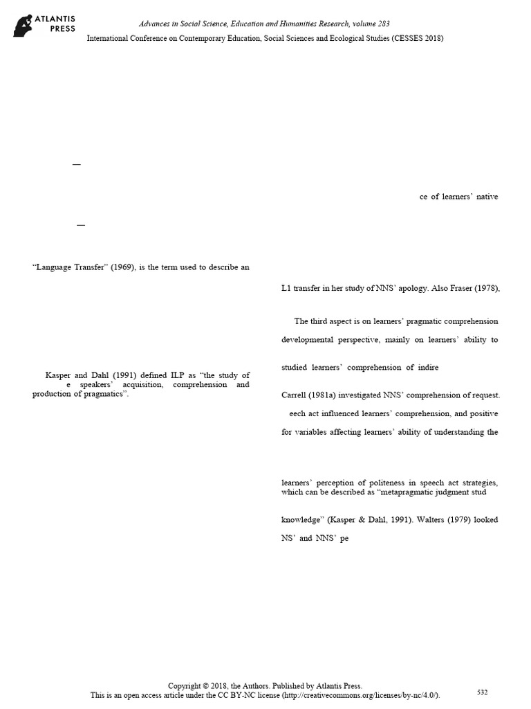 Interlanguage Pragmatics Research Review | PDF | Second Language ...