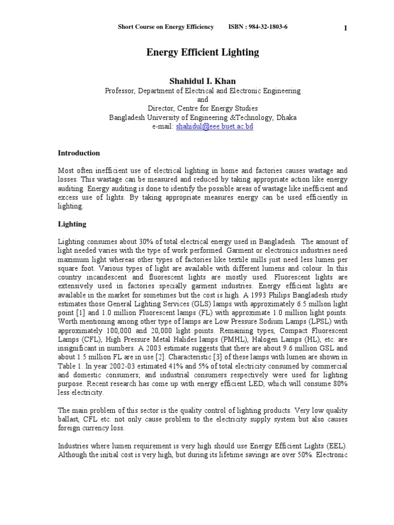Energy Efficient Lighting | PDF
