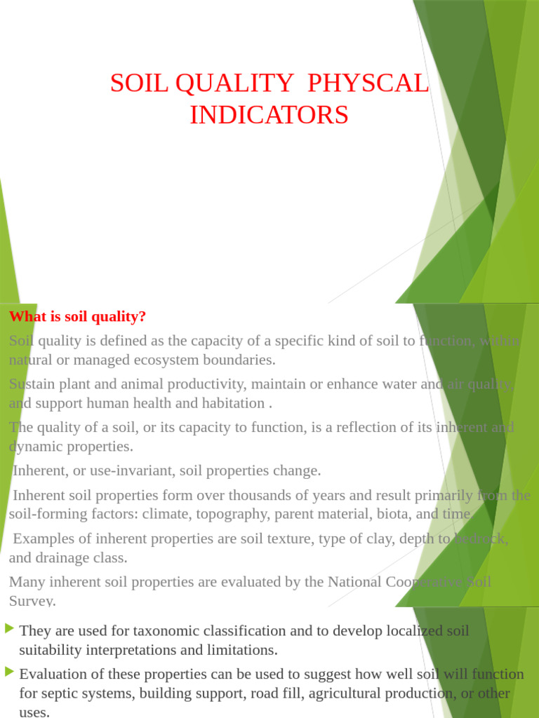 Soil Quality Physical Indicators Explained | PDF | Soil | Ph