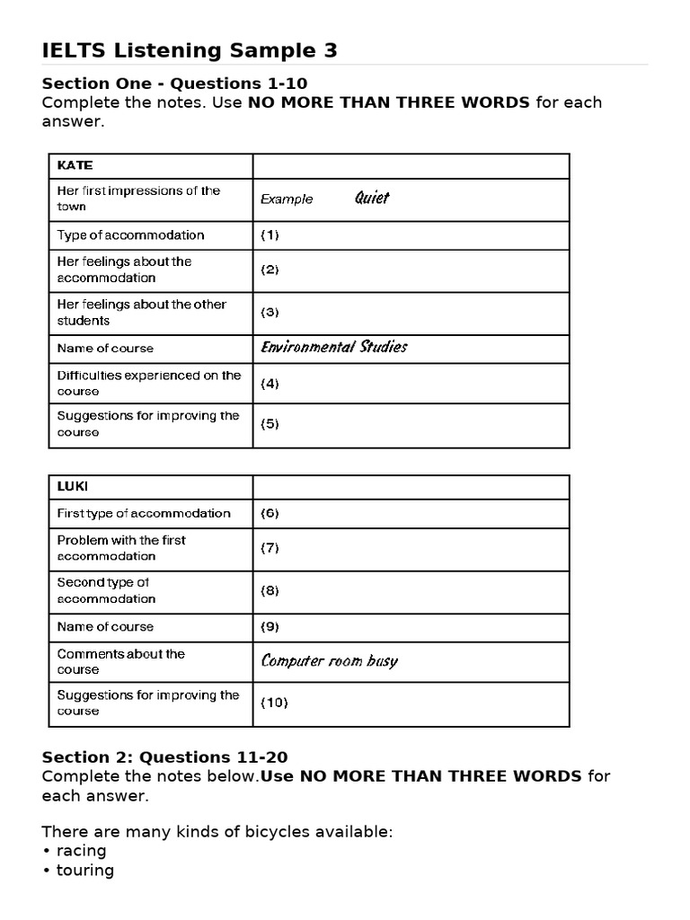 IELTS Listening Sample 3 | PDF | Healthy Diet | Vitamin