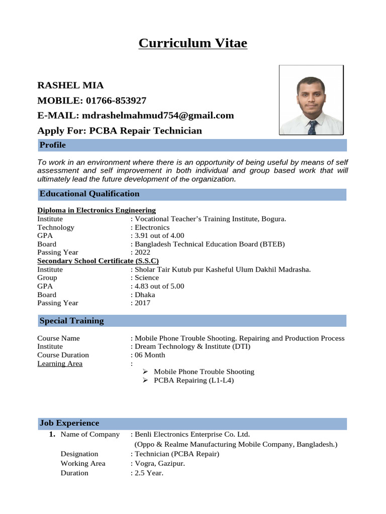 CV of Rashel | PDF | Learning