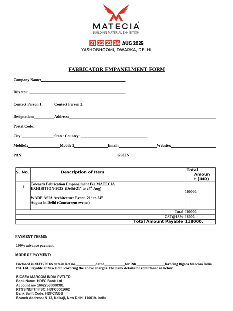 Fabricator Empanelment for 2025 Events | PDF