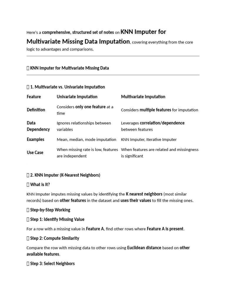 KNN Imputer for Missing Data Analysis | PDF | Multivariate Statistics ...