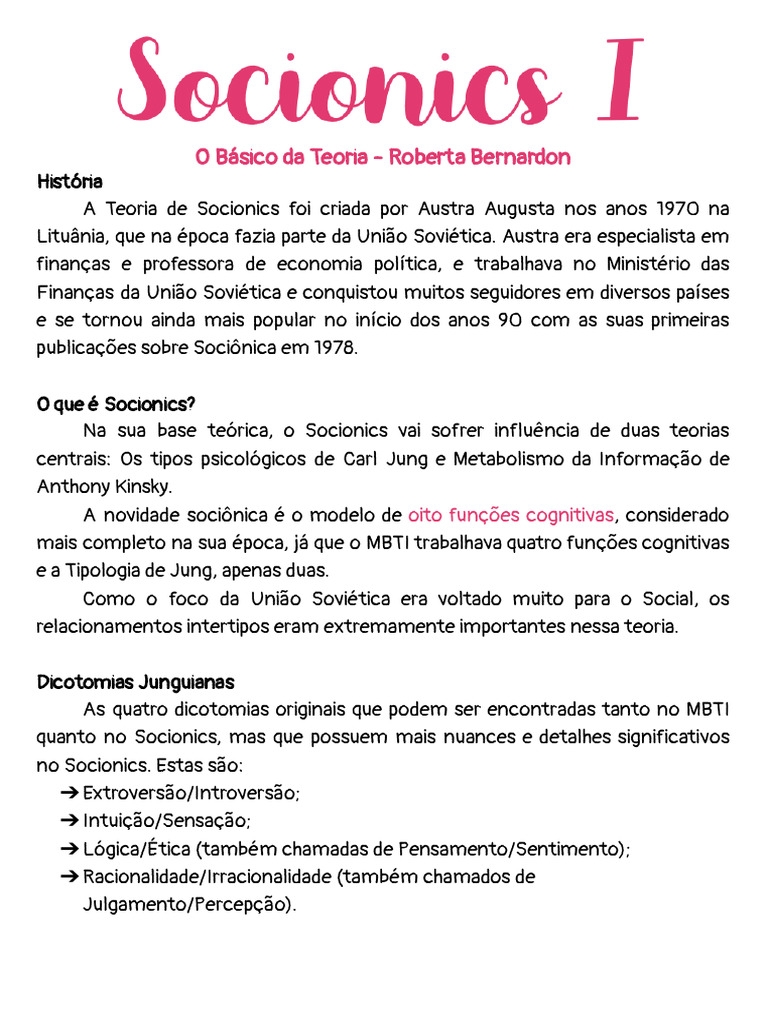 Introdução à Teoria de Socionics | PDF | Emoções | Atitude (Psicologia)