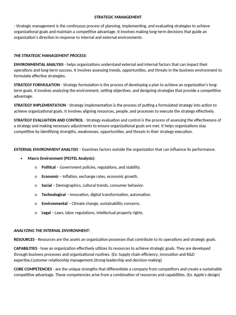 Notes Strategic Management | PDF | Strategic Management | Taxes