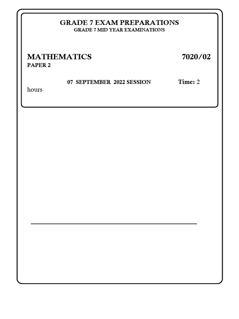 Grade 7 Math Exam Paper 2 Guide | PDF