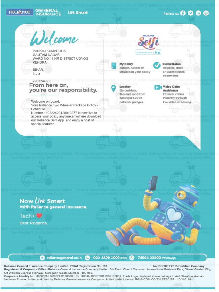 Reliance Two Wheeler Insurance Policy | PDF | Insurance | Deductible