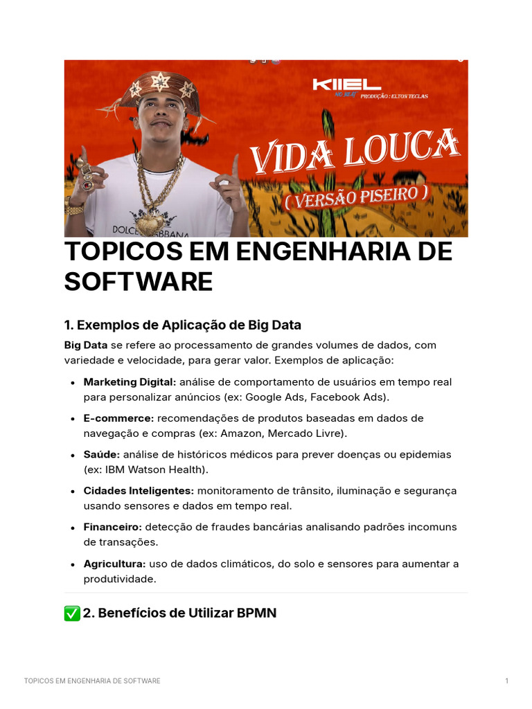 Big Data e BPMN em Engenharia de Software | PDF | Big Data | Business