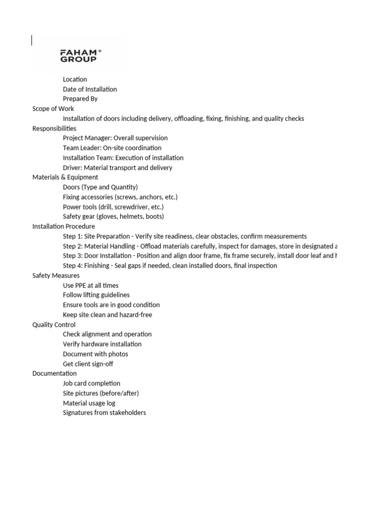 Method Statement With Logo | PDF
