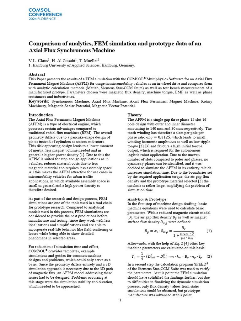 Paper Vanessa Claus Comparison of Analytics Fem Simulation and ...