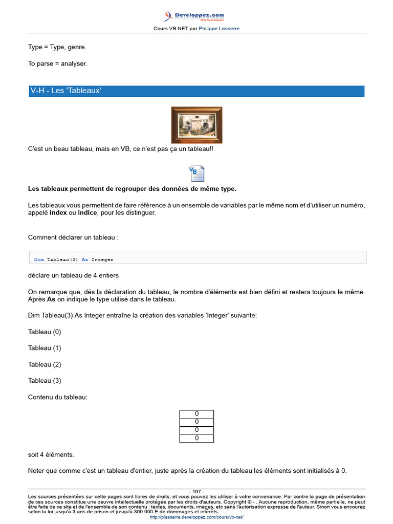 Introduction aux Tableaux en VB.NET | PDF | Droits d'auteur