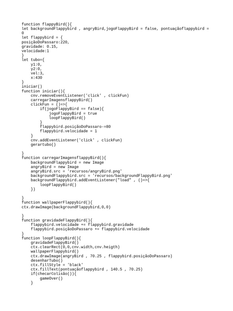 Jogo Flappy Bird em JavaScript | PDF