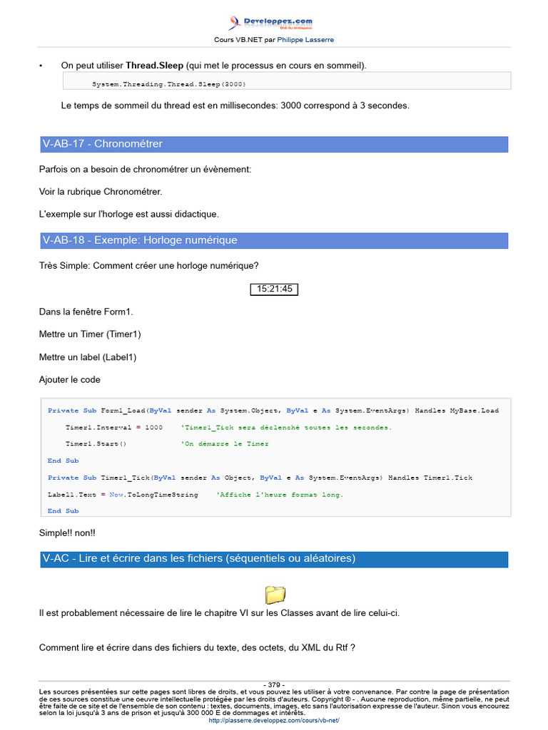Cours complet sur la gestion des fichiers en VB.NET | PDF | Fichier ...
