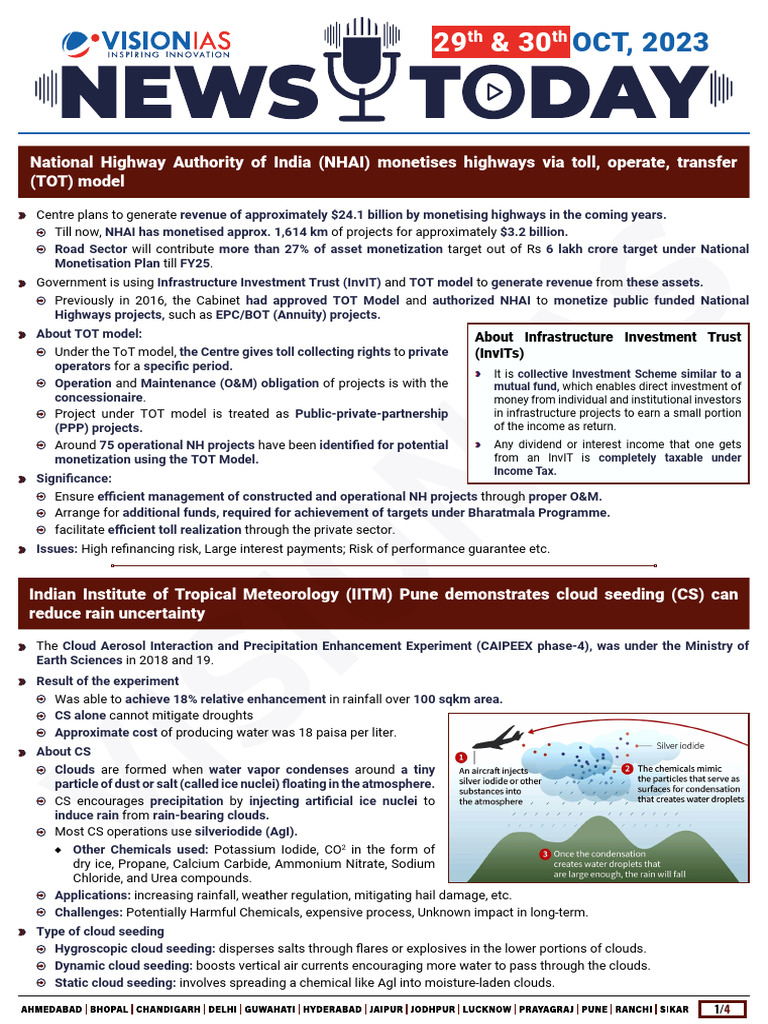 VisionIAS Daily Current Affairs 29 & 30 October 2023 | PDF | Satellite ...
