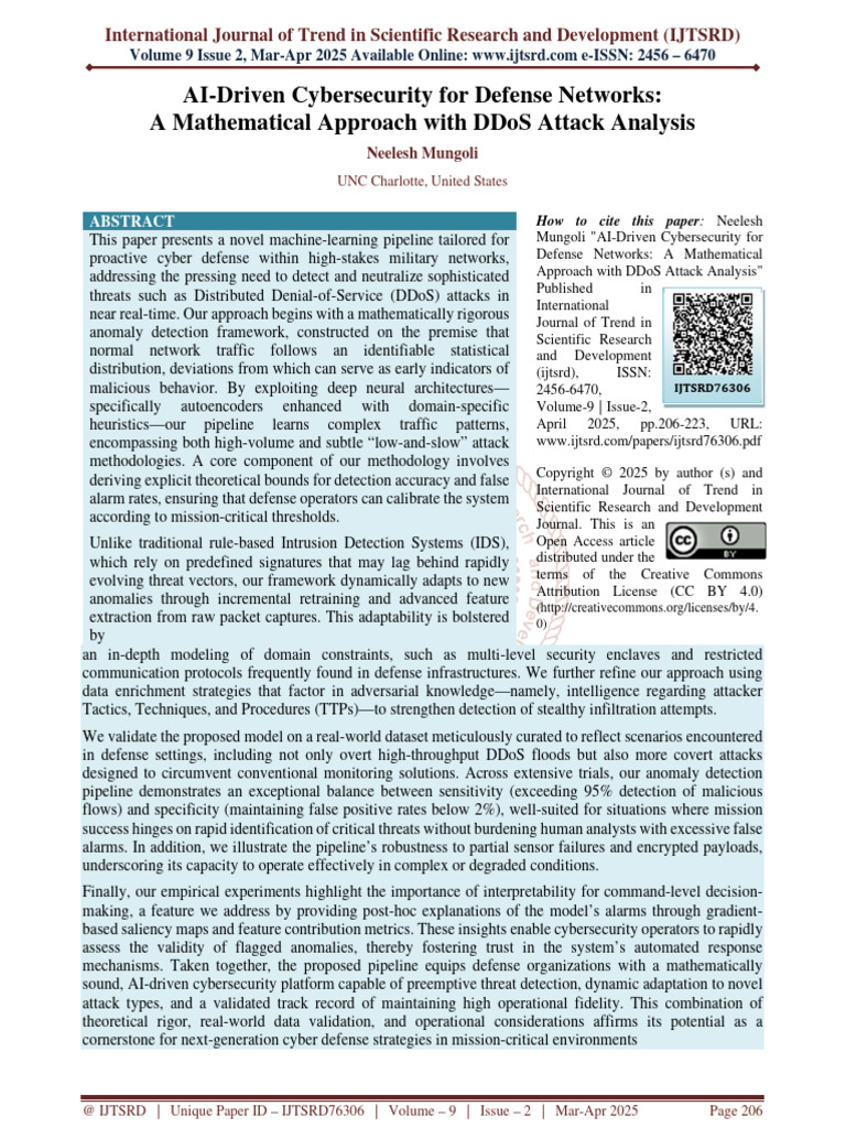 AI Cybersecurity for Military DDoS Defense | PDF | Computer Security ...