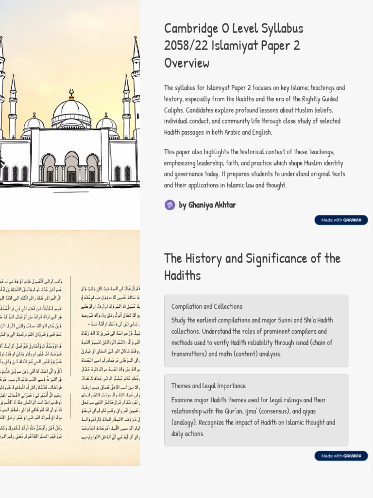 Cambridge O Level Syllabus 205822 Islamiyat Paper 2 Overview | PDF ...