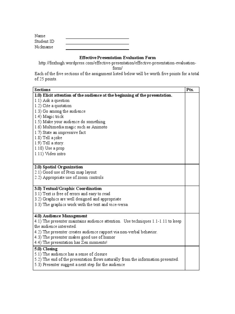 Group presentation feedback example image