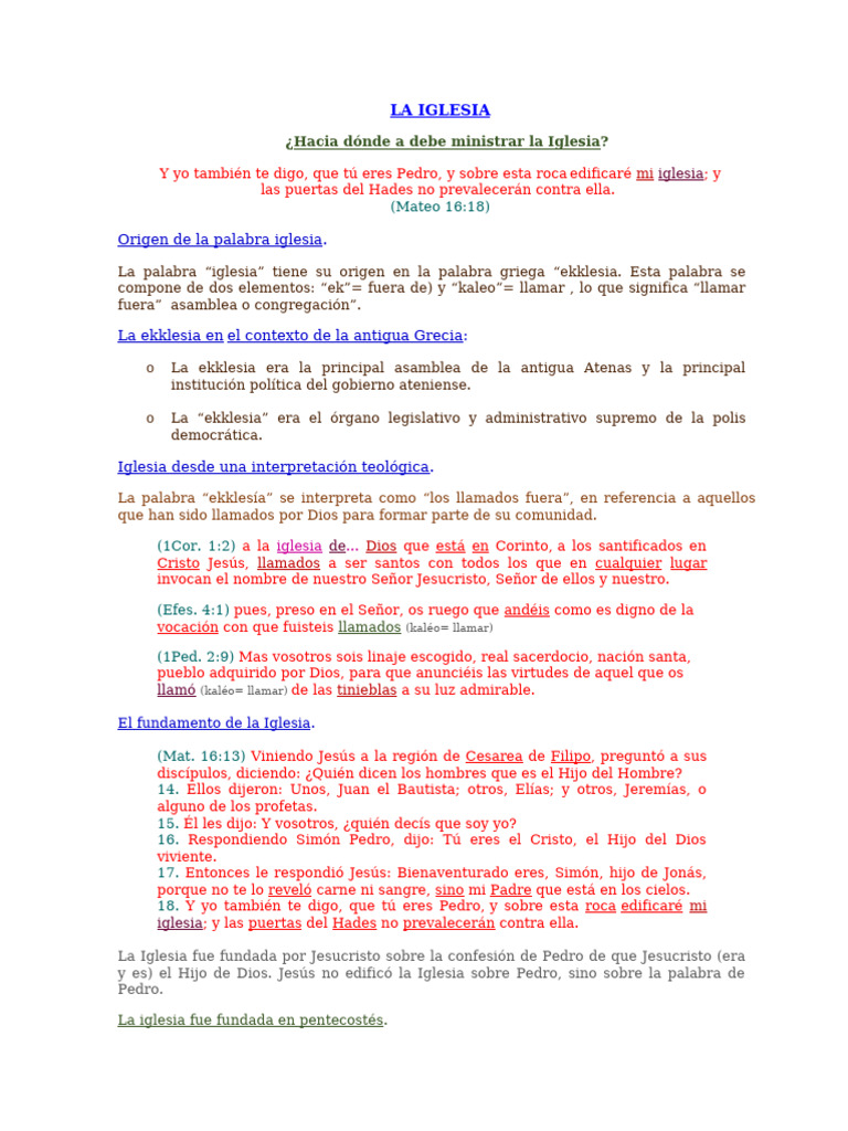 La Iglesia: Origen, Fundamento y Ministerio | PDF | Iglesia cristiana ...