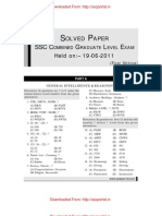 SSC CGL 2011 General Intelligence & Reasoning Paper Held On 19-06-2011 First Sitting WWW - Sscportal.in