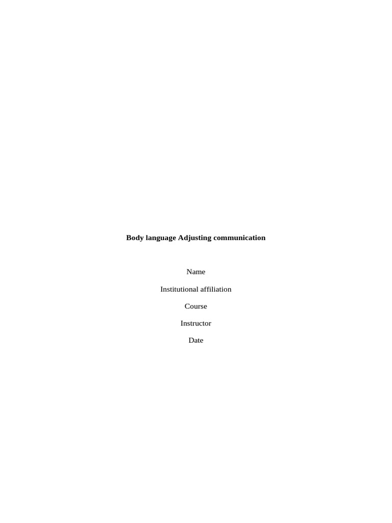 Body Language Adjusting Communication | PDF