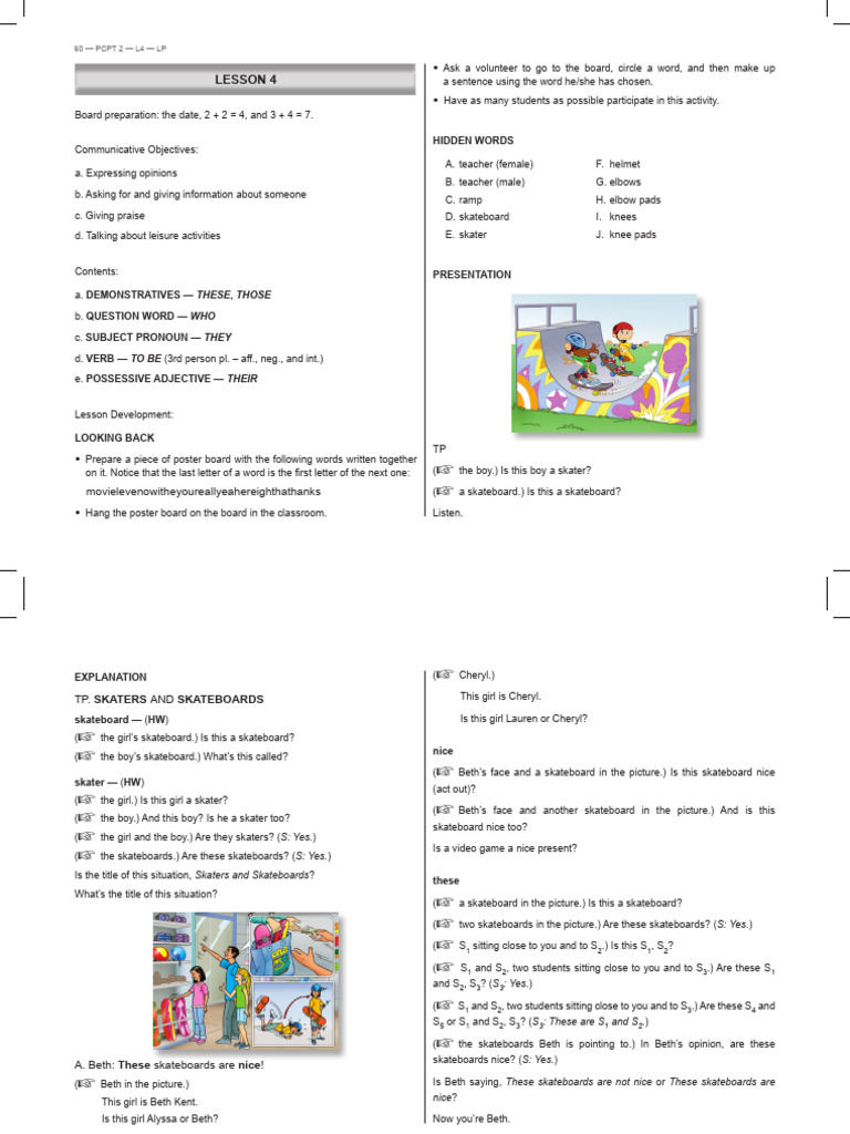 Skaters and Safety Equipment Lesson | PDF | Linguistic Morphology ...