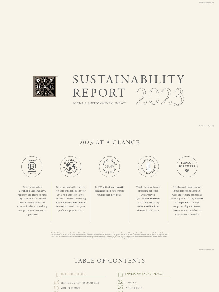 Rituals Sustainability Report 2023 | PDF | Business