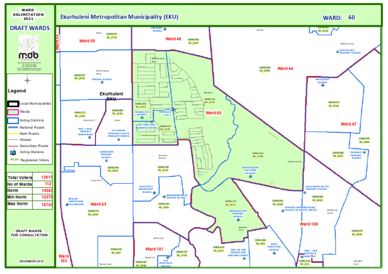 Ward: Ekurhuleni Metropolitan Municipality (EKU) 60 Draft Wards | PDF