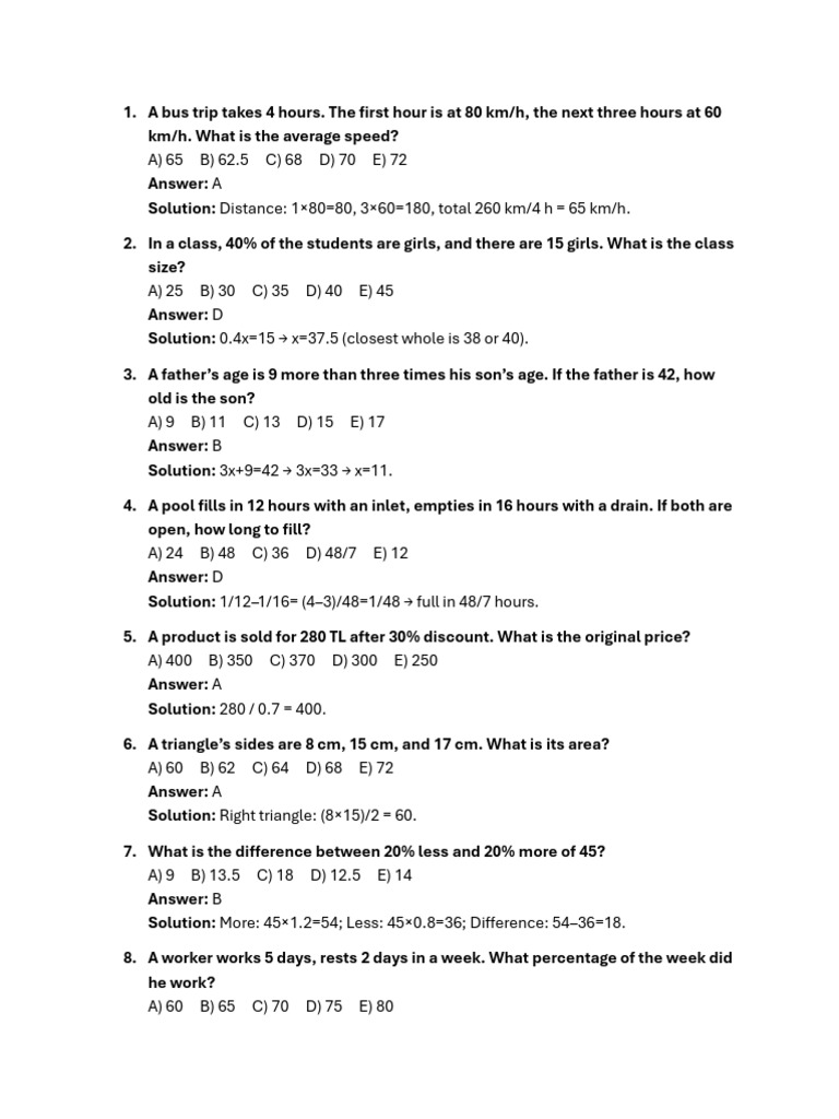 Math Exam For Entrance | PDF