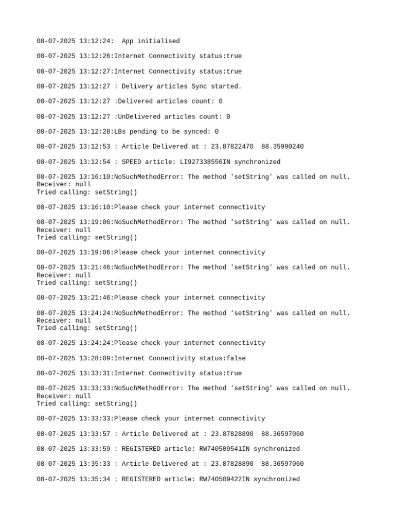 App Connectivity and Error Logs | PDF | Computing | Internet